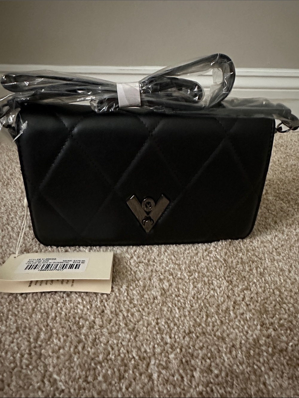 Valentino Orlandi Black Quilted Crossbody Bag